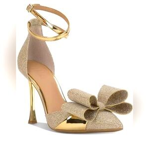 Gold bow heels